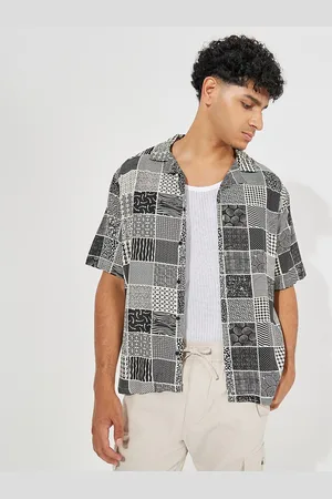 Styli Men Checked Printed Resort Collar Relaxed Fit Shirt