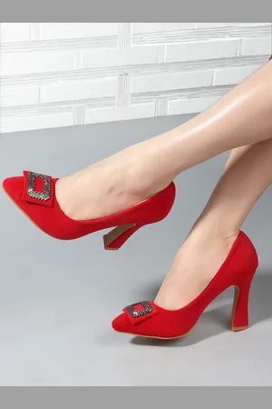 DressBerry Embellished Pointed Toe Block Pumps