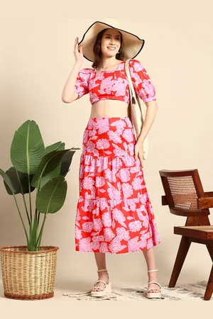 Mast & Harbour Women Printed Top & Skirt Co-Ords Set