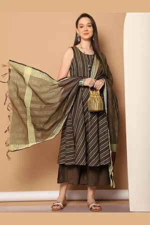 Jompers Women Regular Kantha Work Kurta with Palazzos & With Dupatta