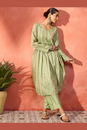 InWeave Sweetheart Neck Embroidered Anarkali Kurta with Trousers