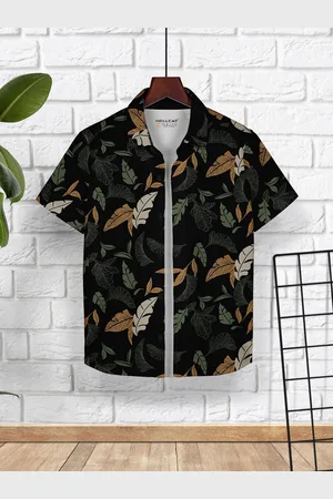 HELLCAT Boys Opaque Printed Casual cotton Shirt