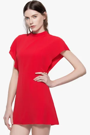 JC Collection Women Red Solid Mini A-Line Dress