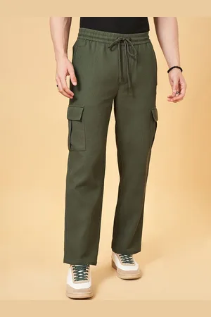 PEOPLE Men Straight Fit Mid-rise Cargos Trousers