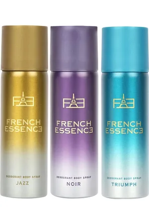 FRENCH ESSENCE Jazz Noir & Triumph Set Of 3 Deodorants Body Spray-50ml Each