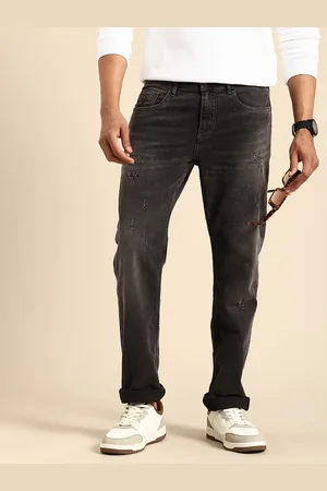Being Human Men Straight Fit Low Distress Light Fade Stretchable Jeans