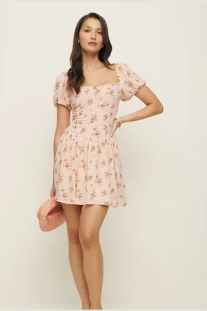 LULU & SKY Women Floral Printed Square Neck Flared Sleeve Fit & Flare Mini Dress