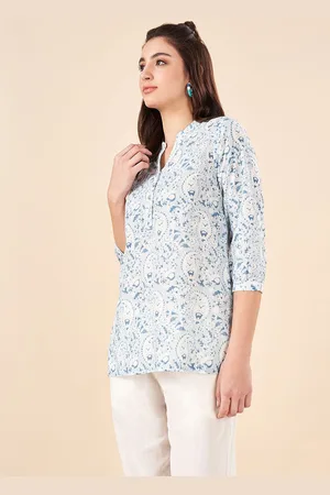 Pantaloons Women Mandarin Collar Printed Tunic