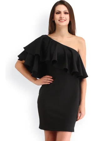Cation Women Black One-Shoulder Sheath Dress