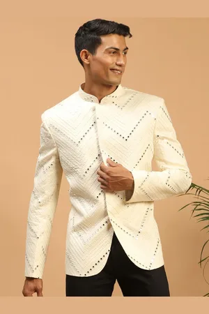 Vastramay Slim Fit Mandarin Collar Bandhgala Jodhpuri Blazers