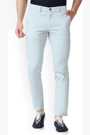 Basics Men Slim Fit Mid-Rise Cotton Plain Regular Trousers Trousers