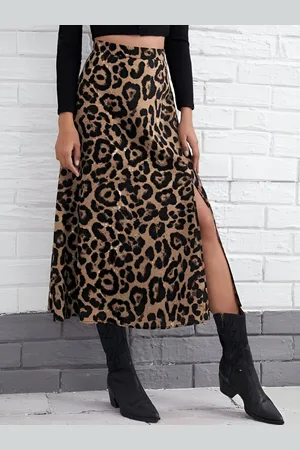 Dream Beauty Fashion Women Animal Skin Printed Slip On Straight A-Line Midi Skirt