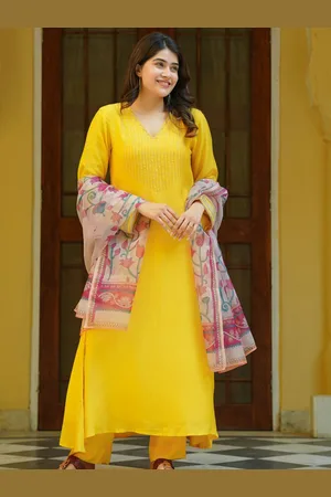 Ambraee Straight Sequinned Kurta with Trousers & Dupatta