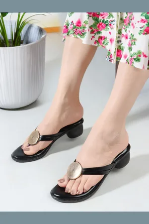 Mast & Harbour Black Textured Open Toe Block Heels