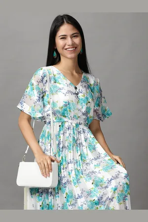 SHOWOFF Women White Floral Satin Dress
