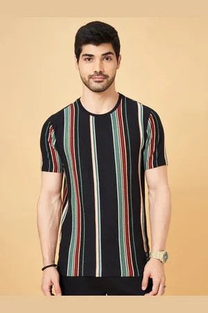 PEOPLE Men Striped Extended Sleeves Monochrome Pockets Slim Fit T-shirt