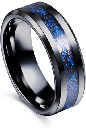 Yellow Chimes Men Black Stainless Steel Dragon Finger Ring