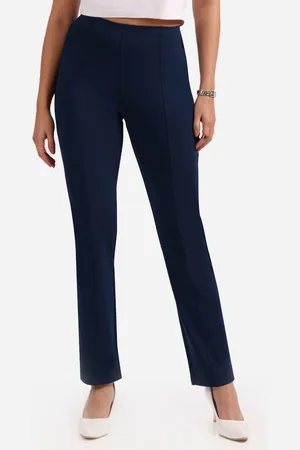 BlissClub Women Smart Straight Fit High-Rise On The Go Straight Pants With Pintuck Design