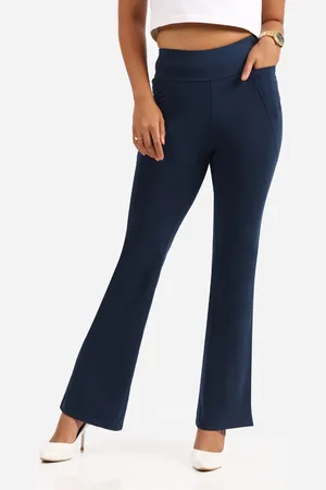 BlissClub Women Waist Groove In Cotton Flare Track Pants