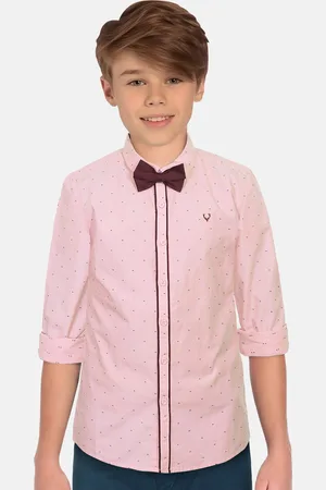 Allen Solly Boys Slim Fit Self Design Pure Cotton Casual Shirt with Bow Tie