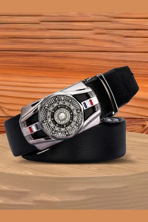 Winsome Deal Men Textured Slider Buckle Formal Belt