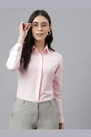 English Navy Women Solid Spread Collar Formal Shirt