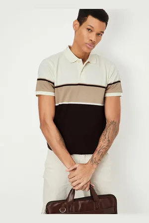 Max Collection Men Colourblocked Striped Polo Collar T-shirt