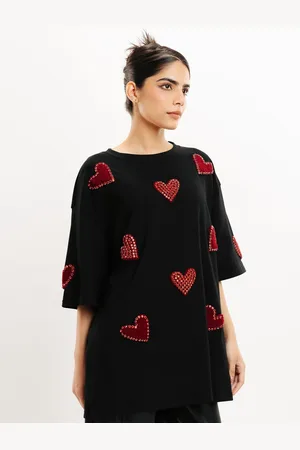 FREAKINS Oversized Conversational Printed Drop-Shoulder Sleeves T-shirt