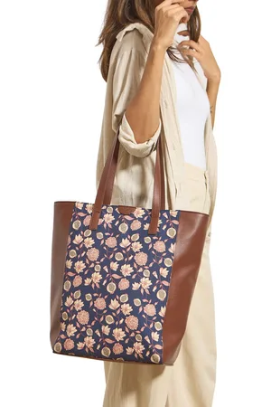 TEAL Floral Printed Structured Shoulder Bag