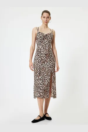 Koton Women Animal Printed Sheath Midi Dress