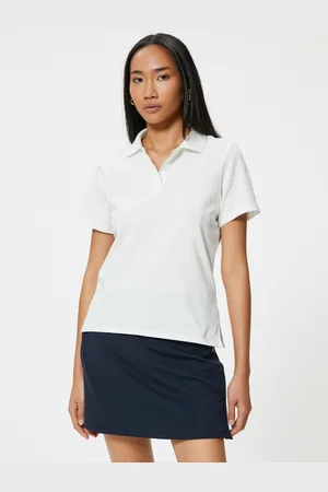 Koton Women Solid Polo Collar Cotton T-Shirt