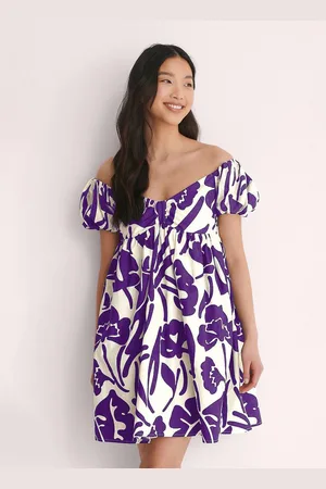Roadster The Lifestyle Co Printed Off-Shoulder Fit and Flare Mini Dress