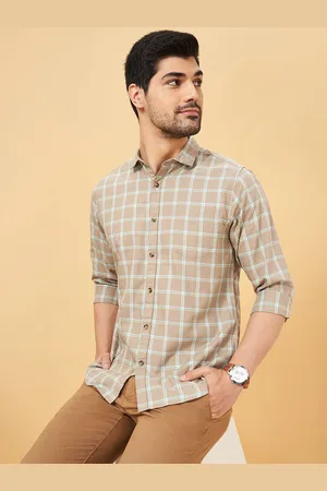 Pantaloons Men Spread Collar Checked Cotton Slim Fit Casual Shirt