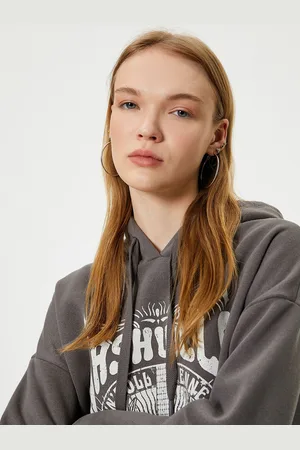 Koton Women Graphic Printed Hooded Sweatshirt
