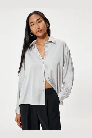 Koton Women Spread Collar Solid Casual Shirt