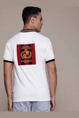 Nautica Men Brand Logo Printed Polo Collar Pure Cotton T-shirt