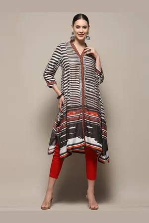 Biba Abstract Printed V Neck A-Line Kurta