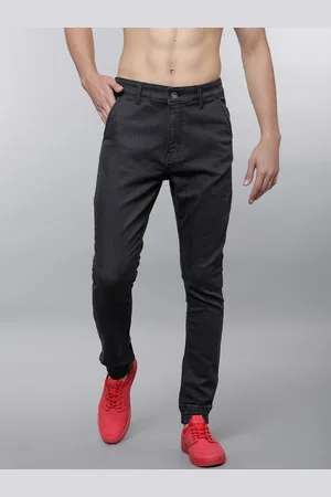 LocoMotive Men Charcoal Jogger Mid-Rise Clean Look Stretchable Joggers