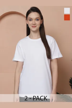 Friskers Women Pack Of 2 Solid Pure Cotton Oversized T-shirts