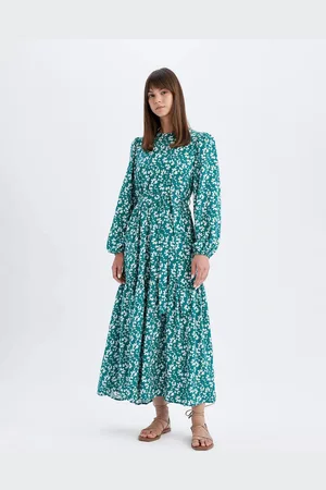 DeFacto Floral Printed Fit & Flare Maxi Dress