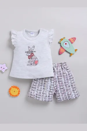 Moms Love Infant Girls Pure Cotton Printed Top with Shorts
