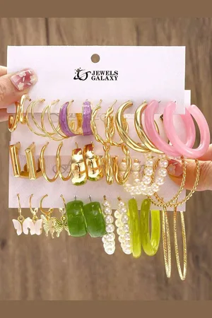 Jewels Galaxy Set Of 18 Contemporary Hoop Earrings