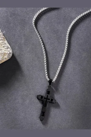 karatcart Silver-Plated Geometric Pendants with Chains
