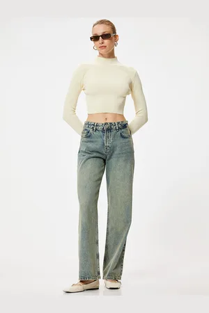 Koton Women Straight Fit High-Rise Jeans