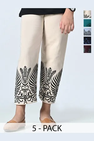 BAESD Girls Pack Of 5 Printed High-Rise Regular Trousers
