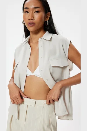 Koton Women Spread Collar Solid Casual Shirt