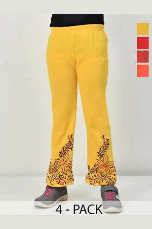 BAESD Pack of 4 Girls Floral Printed Knitted Palazzos