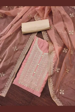 Kalini Floral Embroidered Zari Work Unstitched Dress Material
