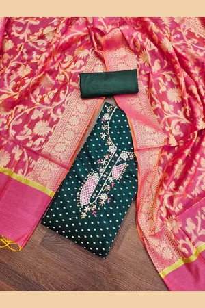 Kalini Polka Dots Woven Design Thread Work Unstitched Dress Material