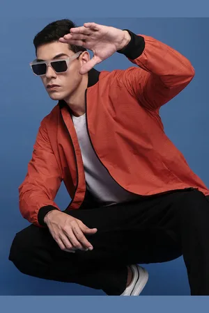 SHOWOFF Men Graphic Printed Windcheater Padded Jacket